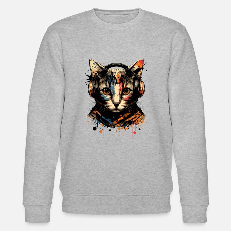 Gaming-Katze - Stanley/Stella Unisex Bio-Sweatshirt CHANGER  - Grau meliert