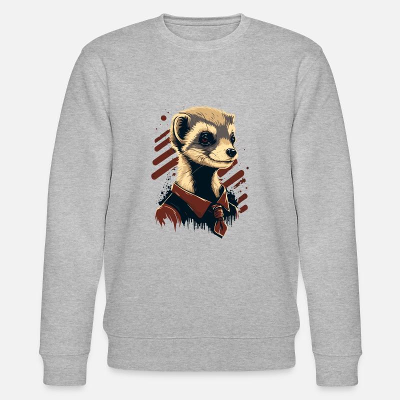 Frettchen mit Krawatte - Stanley/Stella Unisex Bio-Sweatshirt CHANGER  - Grau meliert