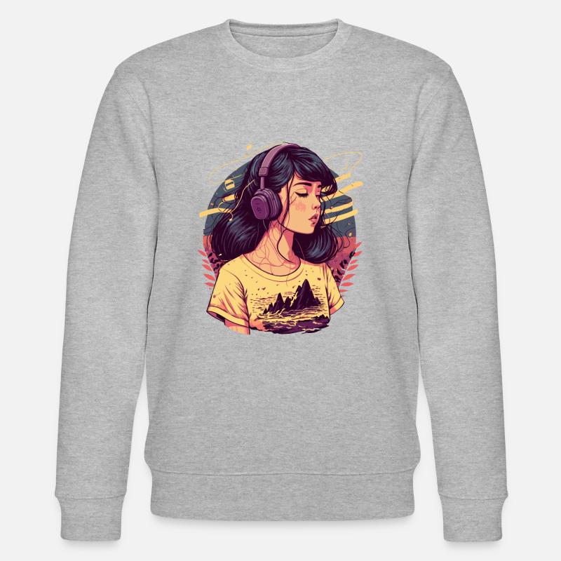 Tokyo Girl écoute Chill Beats - Sweat bio CHANGER Stanley/Stella Unisexe - gris chiné