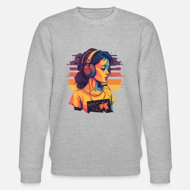 Mädchen lieben Musik - Stanley/Stella Unisex Bio-Sweatshirt CHANGER  - Grau meliert