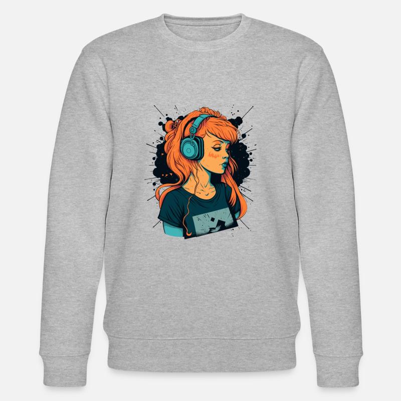 Musik liebendes Mädchen - Stanley/Stella Unisex Bio-Sweatshirt CHANGER  - Grau meliert