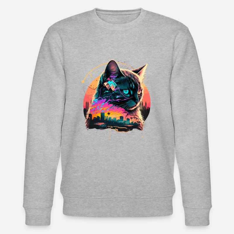 Miami Beach Katze - Stanley/Stella Unisex Bio-Sweatshirt CHANGER  - Grau meliert