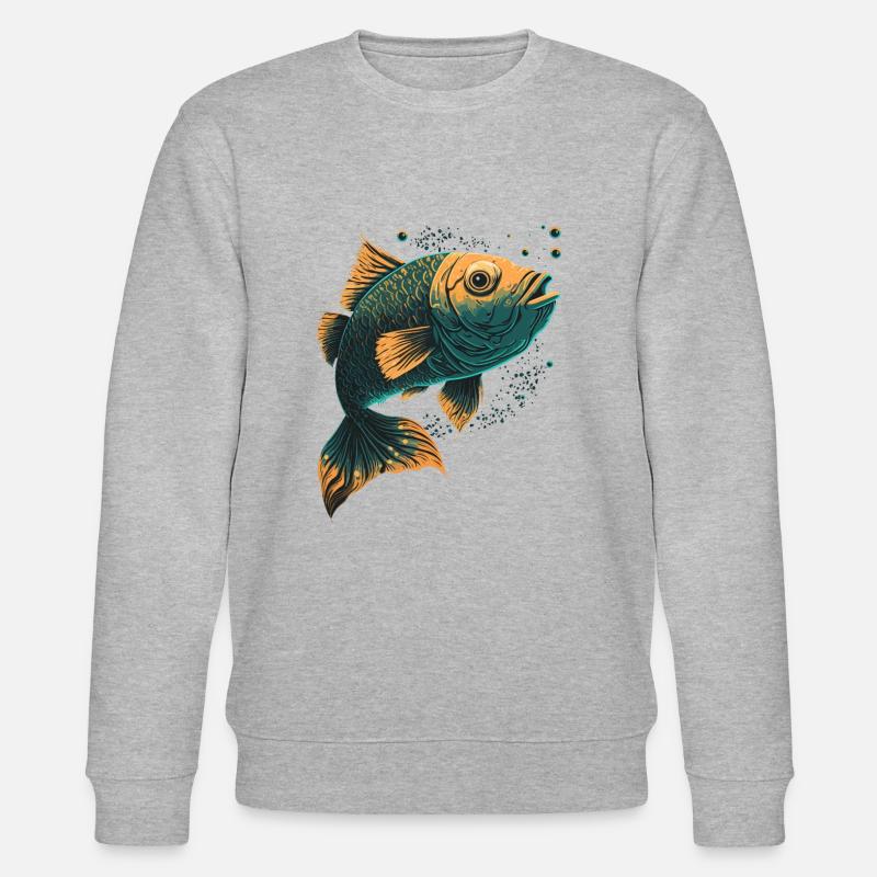 Fischfächer Illustration - Stanley/Stella Unisex Bio-Sweatshirt CHANGER  - Grau meliert