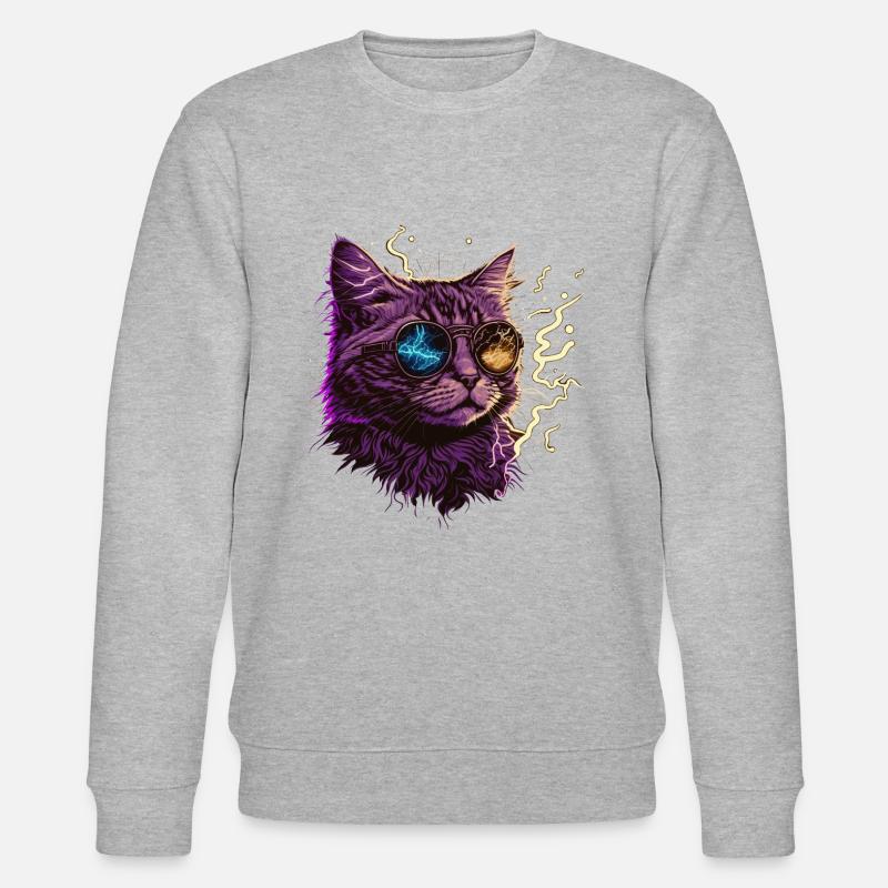 Thunder Cat Illustration - Stanley/Stella Unisex Bio-Sweatshirt CHANGER  - Grau meliert