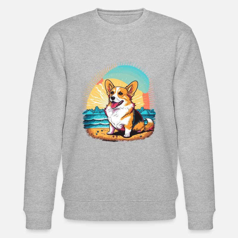 Corgi am Strand - Stanley/Stella Unisex Bio-Sweatshirt CHANGER  - Grau meliert