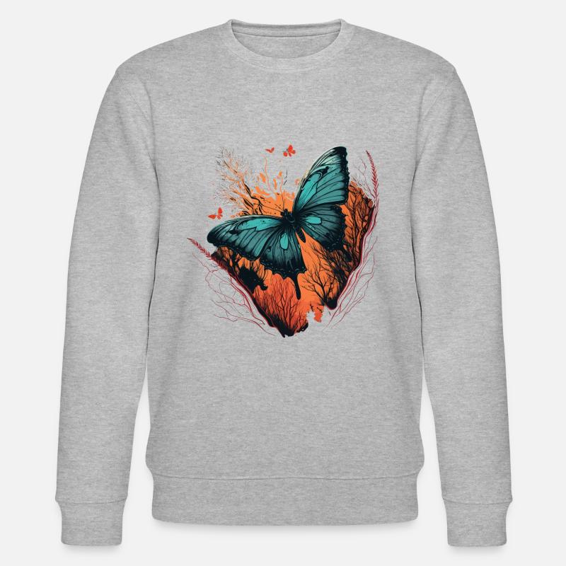 Flinker Schmetterling - Stanley/Stella Unisex Bio-Sweatshirt CHANGER  - Grau meliert