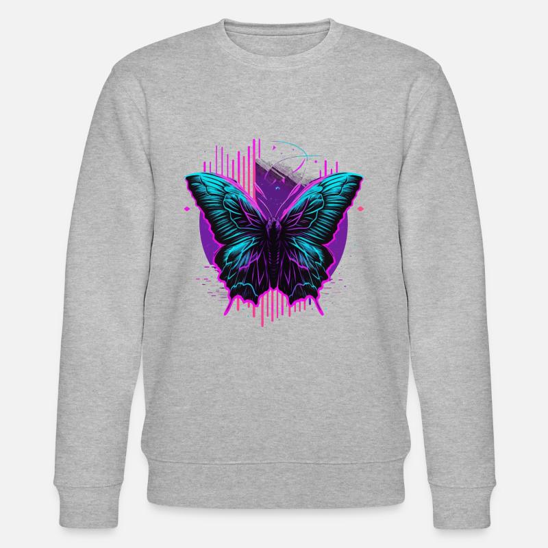 Leuchten im dunklen Schmetterling - Stanley/Stella Unisex Bio-Sweatshirt CHANGER  - Grau meliert