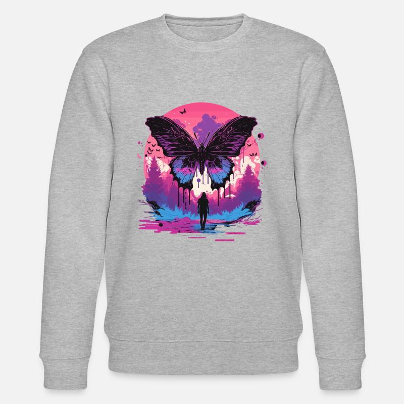 Évolution esthétique des papillons - Sweat bio CHANGER Stanley/Stella Unisexe - gris chiné