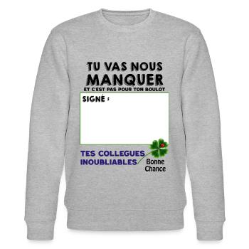 Collègue Humour Départ Cadeau Collègues - Sweat bio CHANGER Stanley/Stella Unisexe - gris chiné - Devant - Nik (191cm) & Marisol (170cm)