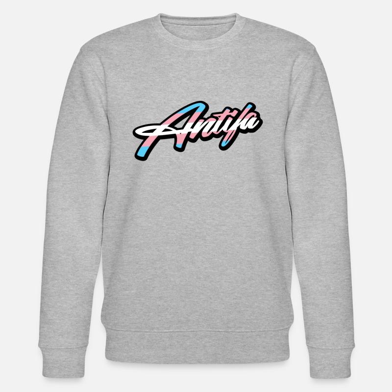 ANTIFA Trans design - Stanley/Stella CHANGER Unisex Organic Sweatshirt - heather grey
