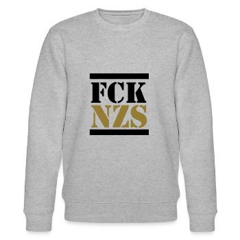 fck nazis gegen rechts anti afd gegen rassismus - Stanley/Stella Unisex Bio-Sweatshirt CHANGER  - Grau meliert - Vorne - Nik (191cm) & Marisol (170cm)