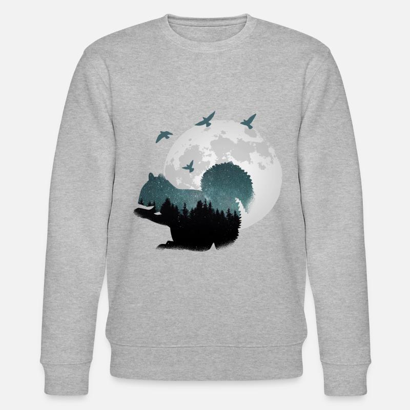 Eichhörnchen mit Sternen - Stanley/Stella Unisex Bio-Sweatshirt CHANGER  - Grau meliert
