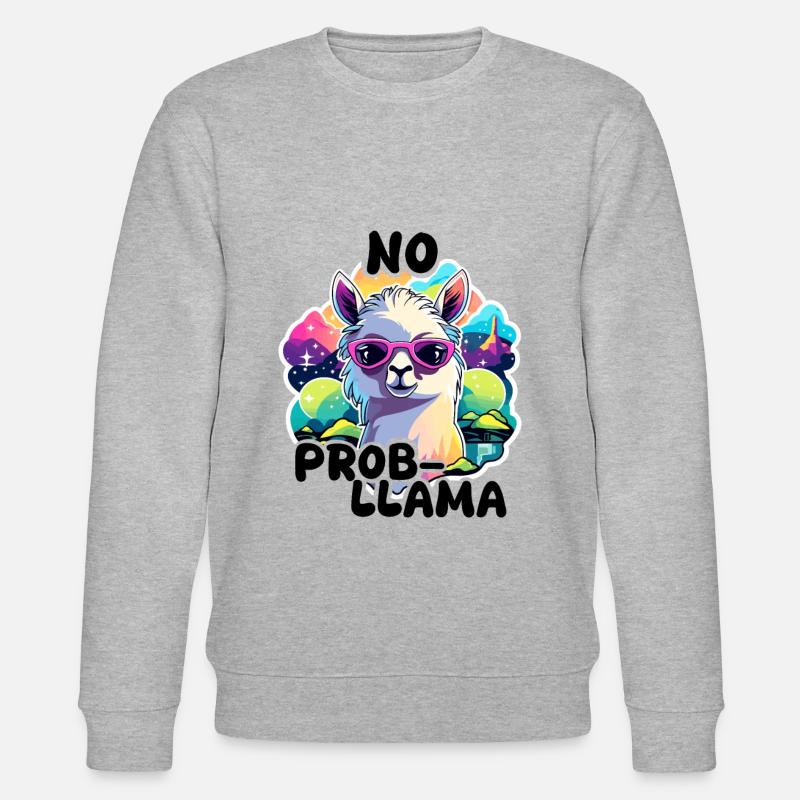 No Prob Llama - Lama Alpaga - Sweat bio CHANGER Stanley/Stella Unisexe - gris chiné