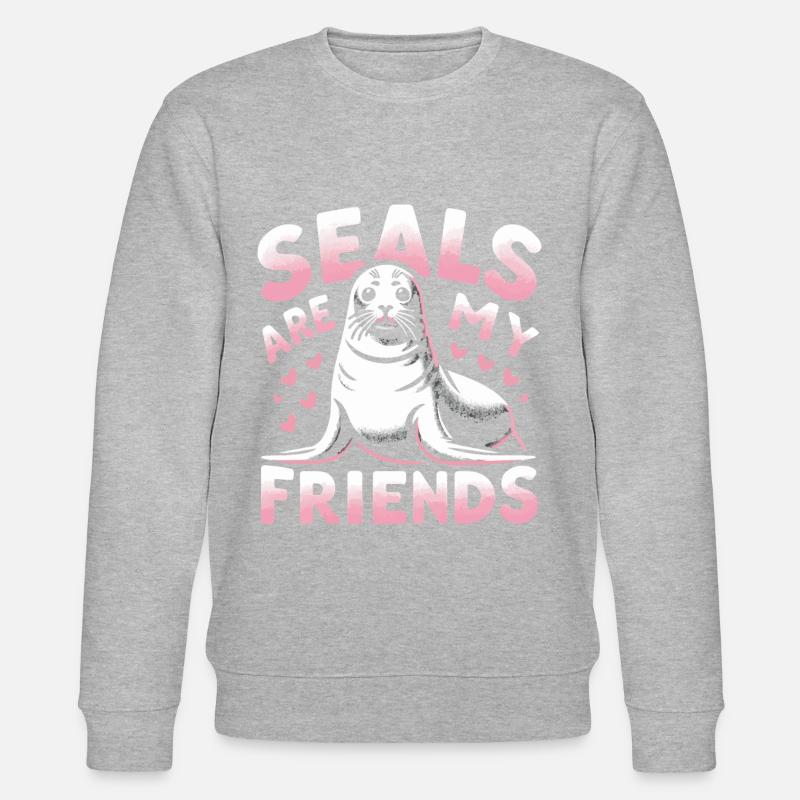 Robbe Robben Tier Seelöwe - Stanley/Stella Unisex Bio-Sweatshirt CHANGER - Grau meliert