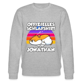 Offizielles Schlafshirt Von Jonathan - Stanley/Stella Unisex Bio-Sweatshirt CHANGER  - Grau meliert - Vorne - Nik (191cm) & Marisol (170cm)
