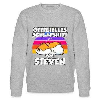 Offizielles Schlafshirt Von Steven - Stanley/Stella Unisex Bio-Sweatshirt CHANGER  - Grau meliert - Vorne - Nik (191cm) & Marisol (170cm)