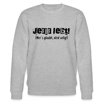 Jesus Lebt! - Stanley/Stella Unisex Bio-Sweatshirt CHANGER  - Grau meliert - Vorne - Nik (191cm) & Marisol (170cm)