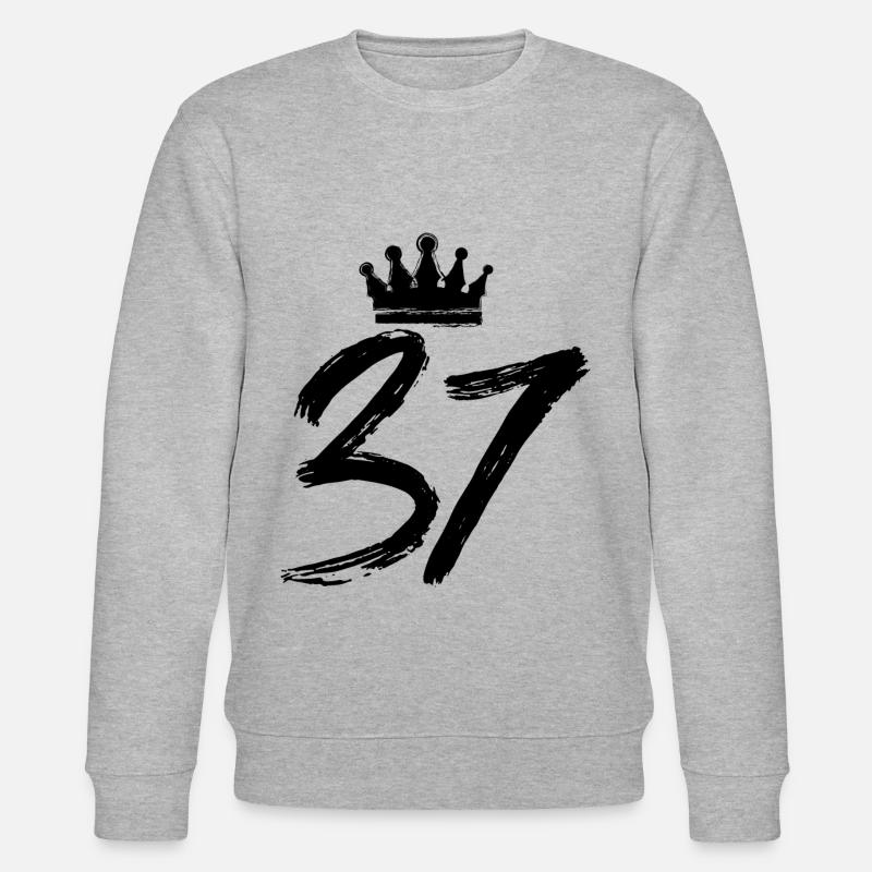 37 Zahl Krone - Stanley/Stella Unisex Bio-Sweatshirt CHANGER  - Grau meliert