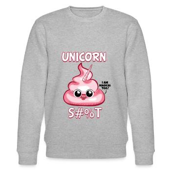Lustiger Einhorn Haufen Scheiße Kacke Kot Geschenk - Stanley/Stella Unisex Bio-Sweatshirt CHANGER  - Grau meliert - Vorne - Nik (191cm) & Marisol (170cm)