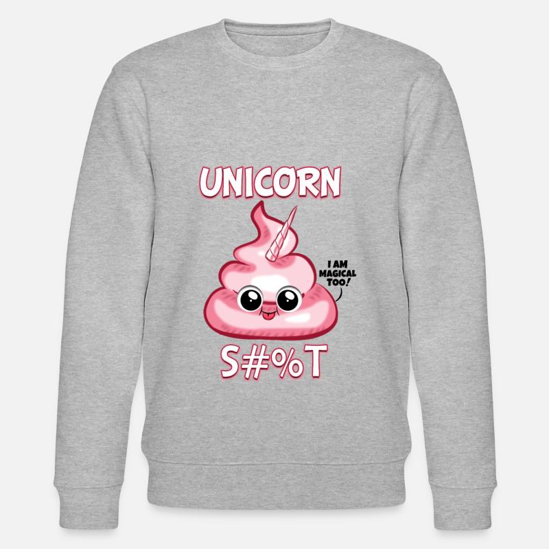 Lustiger Einhorn Haufen Scheiße Kacke Kot Geschenk - Stanley/Stella Unisex Bio-Sweatshirt CHANGER  - Grau meliert
