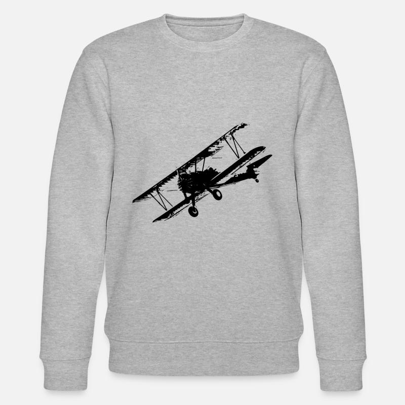 Flugzeug Doppeldecker Flieger Nostalgie - Stanley/Stella Unisex Bio-Sweatshirt CHANGER  - Grau meliert