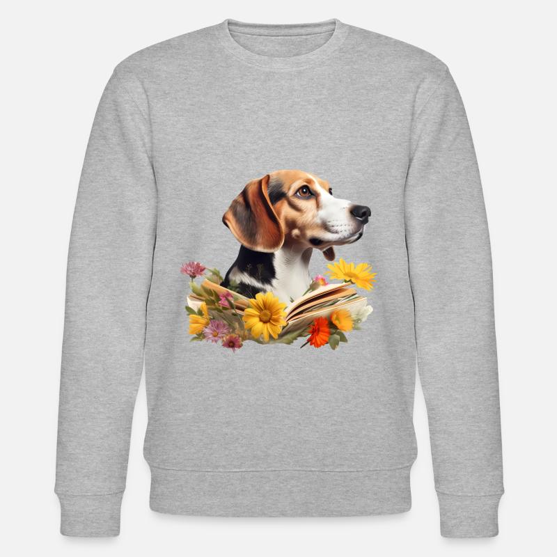 Beagle Lesen Buch - Stanley/Stella Unisex Bio-Sweatshirt CHANGER  - Grau meliert