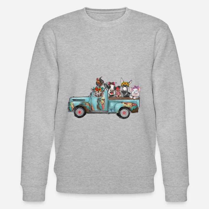 Camion turquoise d’animaux de ferme - Sweat bio CHANGER Stanley/Stella Unisexe - gris chiné