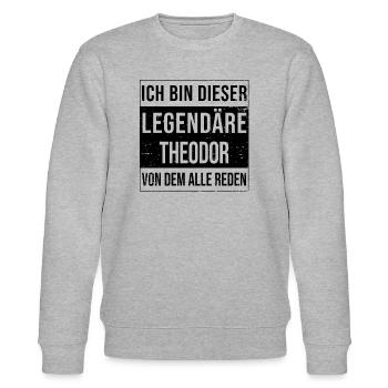 Ich bin dieser legendäre für Theodor - Stanley/Stella Unisex Bio-Sweatshirt CHANGER  - Grau meliert - Vorne - Nik (191cm) & Marisol (170cm)
