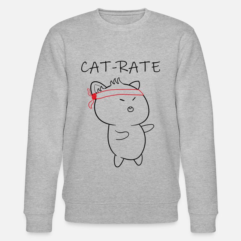 Katze Karate, Cat-Rate - Stanley/Stella Unisex Bio-Sweatshirt CHANGER  - Grau meliert