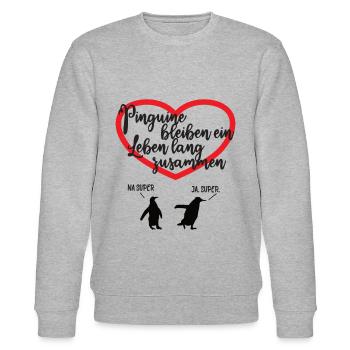 Beziehung lustig - Lustiges Pinguin Pärchen - Stanley/Stella Unisex Bio-Sweatshirt CHANGER  - Grau meliert - Vorne - Nik (191cm) & Marisol (170cm)