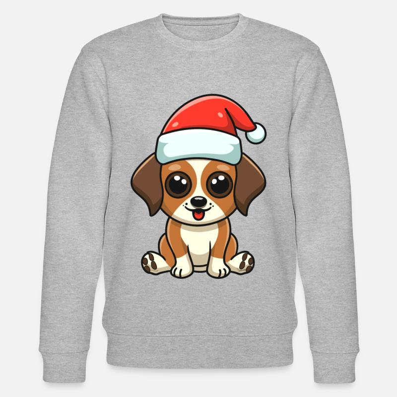 Hündchen mit Weihnachtsmütze - Stanley/Stella Unisex Bio-Sweatshirt CHANGER  - Grau meliert