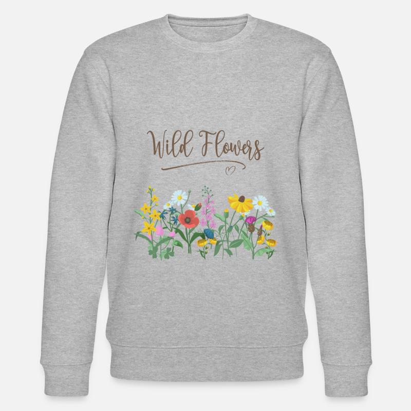 Fleurs sauvages, Fleurs sauvages, Fleurs - Sweat bio CHANGER Stanley/Stella Unisexe - gris chiné