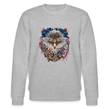 Adler | Adlerkopf | Eagle | 3D Effekt - Stanley/Stella Unisex Bio-Sweatshirt CHANGER  - Grau meliert - Vorne - Nik (191cm) & Marisol (170cm)
