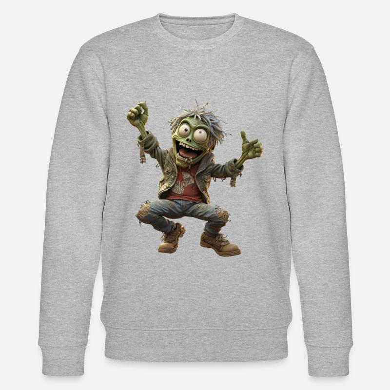 Marvin le zombie vert joyeux - Sweat bio CHANGER Stanley/Stella Unisexe - gris chiné