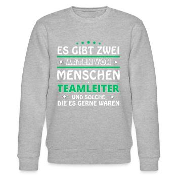 Teamleiter Geschenk - zwei Arten von... Design - Stanley/Stella Unisex Bio-Sweatshirt CHANGER  - Grau meliert - Vorne - Nik (191cm) & Marisol (170cm)