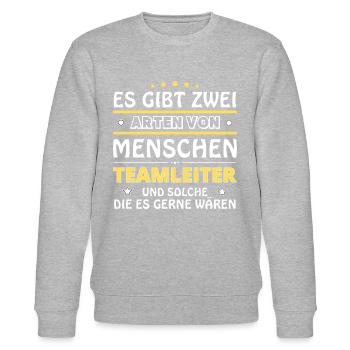 Teamleiter Geschenk - zwei Arten von... Design - Stanley/Stella Unisex Bio-Sweatshirt CHANGER  - Grau meliert - Vorne - Nik (191cm) & Marisol (170cm)