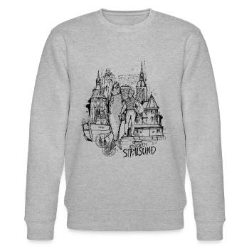 Hansestadt Stralsund - Stanley/Stella Unisex Bio-Sweatshirt CHANGER  - Grau meliert - Vorne - Nik (191cm) & Marisol (170cm)