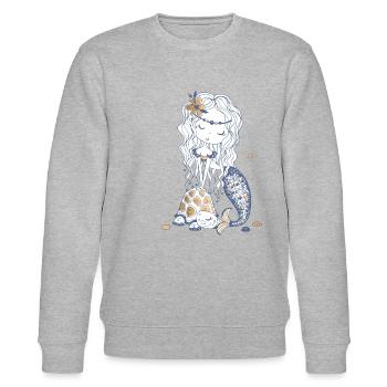 The mermaid of the ocean mythical creature of the abyss - Stanley/Stella CHANGER Unisex Organic Sweatshirt - heather grey - Front - Nik (191cm) & Marisol (170cm)