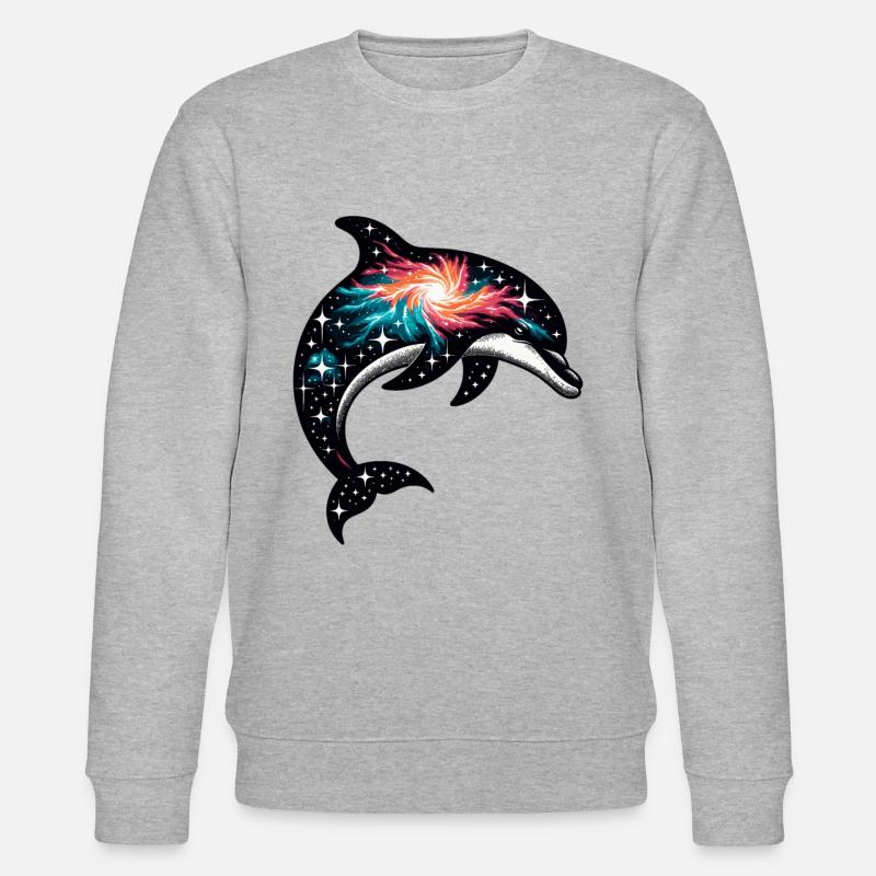 Dolphin Space Galaxy Universum - Stanley/Stella Unisex Bio-Sweatshirt CHANGER  - Grau meliert