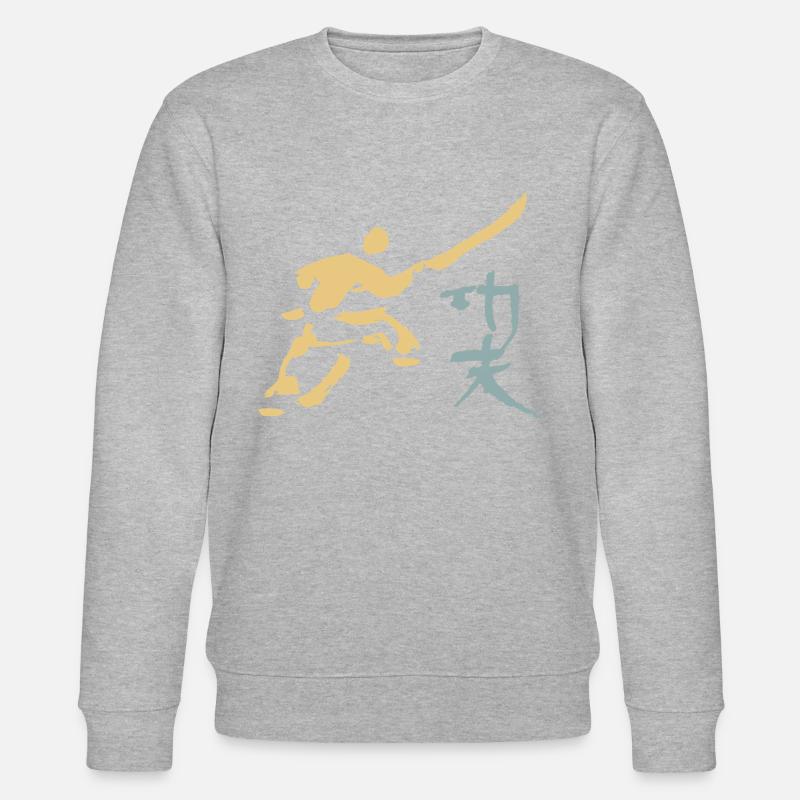 Kungfu - Shaolin Mönch mit Hellbarde - Stanley/Stella Unisex Bio-Sweatshirt CHANGER  - Grau meliert