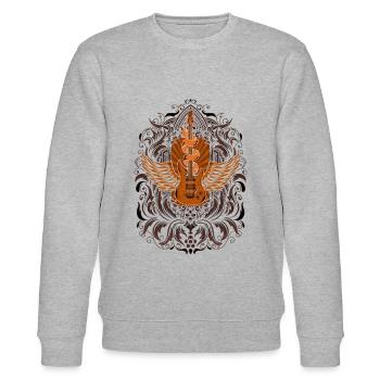 GEFLÜGELTE E-GITARRE - Stanley/Stella Unisex Bio-Sweatshirt CHANGER  - Grau meliert - Vorne - Nik (191cm) & Marisol (170cm)