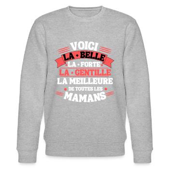 Voici la meilleure de toutes les Mamans - Sweat bio CHANGER Stanley/Stella Unisexe - gris chiné - Devant - Nik (191cm) & Marisol (170cm)