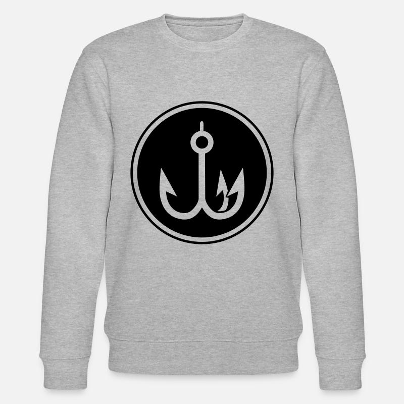 fish hook icon circle - Stanley/Stella CHANGER Unisex Organic Sweatshirt - heather grey