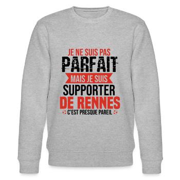 Cadeau Supporter Rennes Foot Rennais Humour - Sweat bio CHANGER Stanley/Stella Unisexe - gris chiné - Devant - Nik (191cm) & Marisol (170cm)
