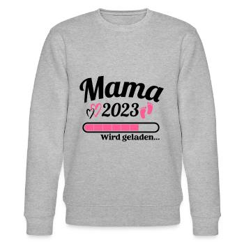 Mama Loading 2023 Lustige Schwangerschaft - Stanley/Stella Unisex Bio-Sweatshirt CHANGER  - Grau meliert - Vorne - Nik (191cm) & Marisol (170cm)