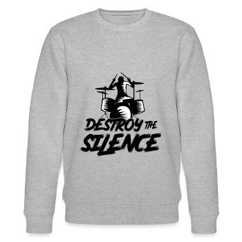 destroy the silence Schlagzeuger Gitarrist - Stanley/Stella Unisex Bio-Sweatshirt CHANGER  - Grau meliert - Vorne - Nik (191cm) & Marisol (170cm)