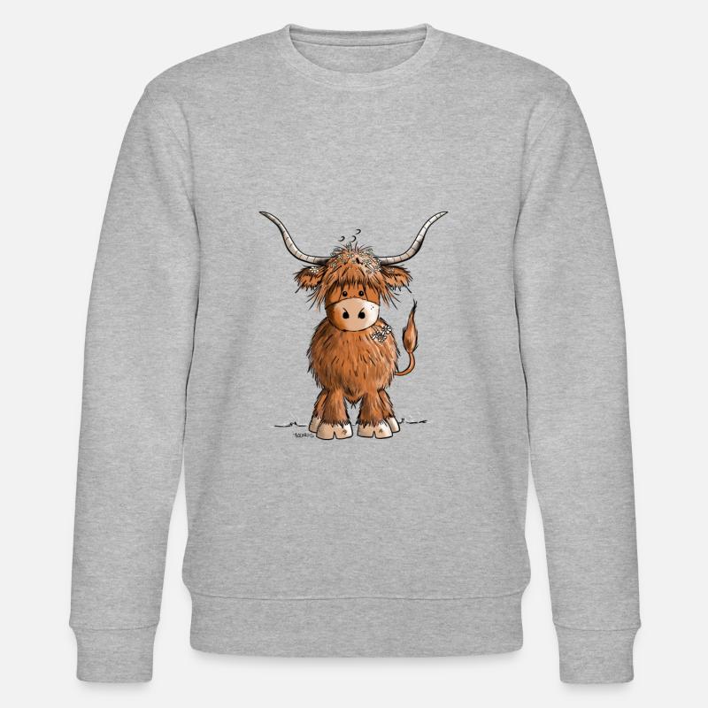 Droll Scottish Highland Cattle - Stanley/Stella CHANGER Unisex Organic Sweatshirt - heather grey