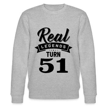 Real Legends Turn 51, 51 Birthday - Stanley/Stella CHANGER Unisex Organic Sweatshirt - heather grey - Front - Nik (191cm) & Marisol (170cm)