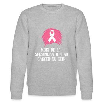 Cadeau pour une femme atteinte de cancer du sein - Sweat bio CHANGER Stanley/Stella Unisexe - gris chiné - Devant - Nik (191cm) & Marisol (170cm)
