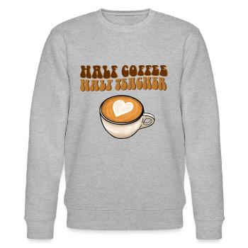 Halb Kaffee halb Lehrer - Stanley/Stella Unisex Bio-Sweatshirt CHANGER  - Grau meliert - Vorne - Nik (191cm) & Marisol (170cm)